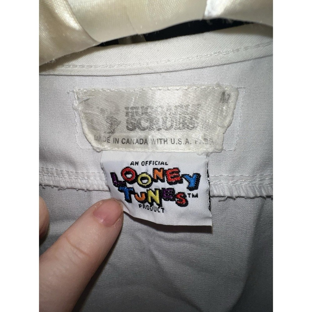 Vtg 90s Looney Tunes Tweety Bird Scrub Top Super Nurse White L/XLX - Picture 5 of 13